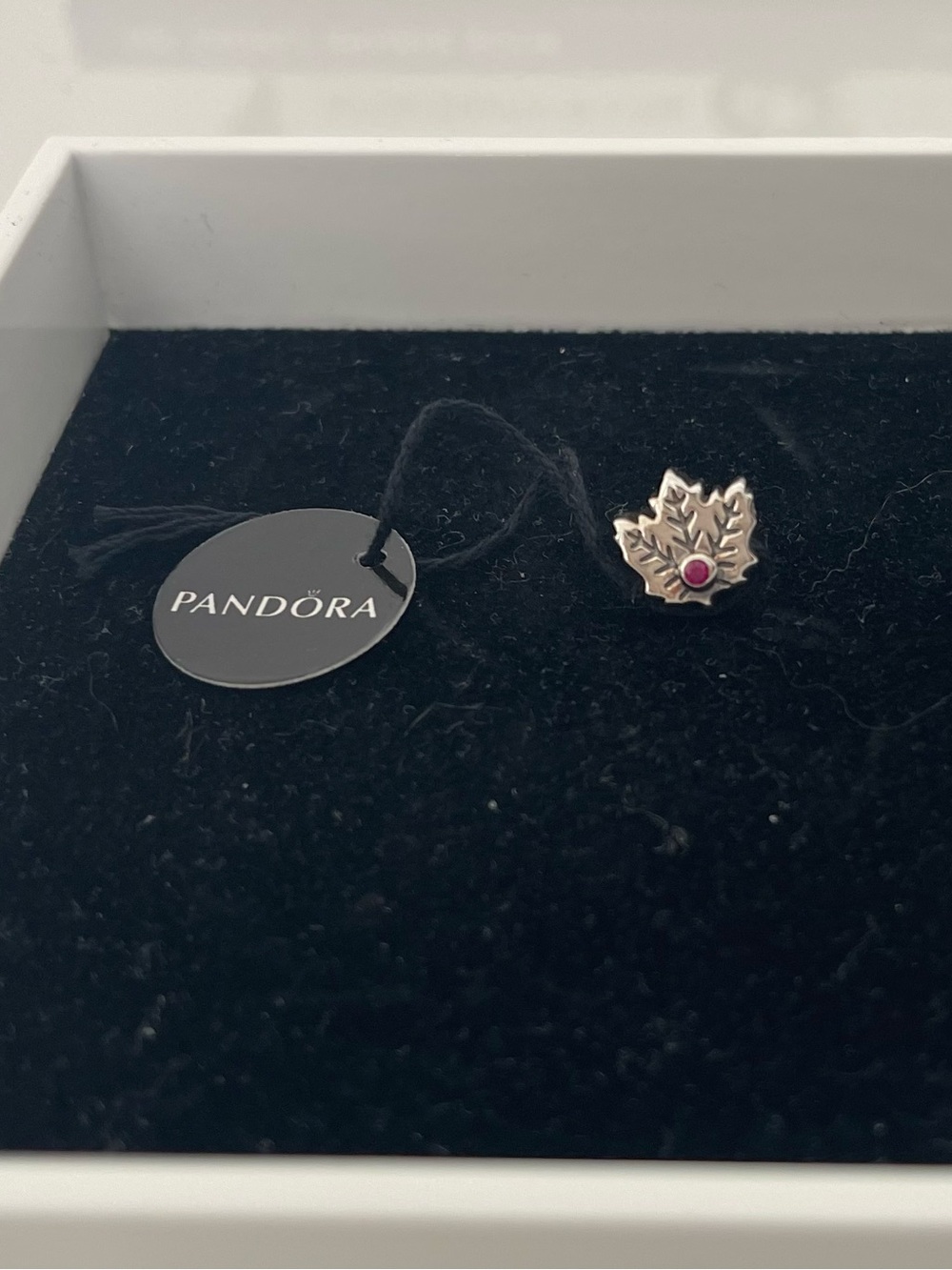 Pandora Canada new maple leaf silver charm limited edition with red crystal.